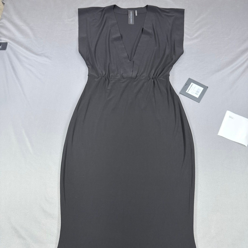 Norma Kamali V Neck Rectangle Gown Womens M Black Maxi Dress Formal Evening Wear - Picture 10 of 13